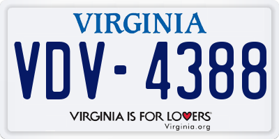 VA license plate VDV4388