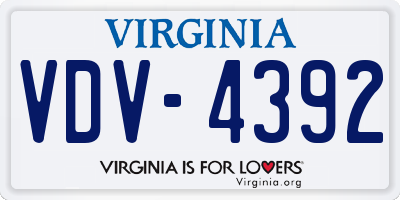 VA license plate VDV4392