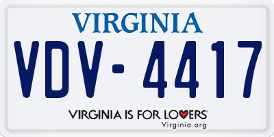VA license plate VDV4417