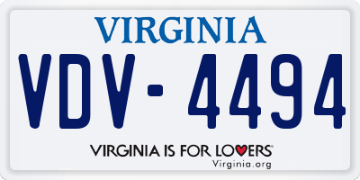 VA license plate VDV4494