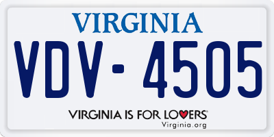 VA license plate VDV4505