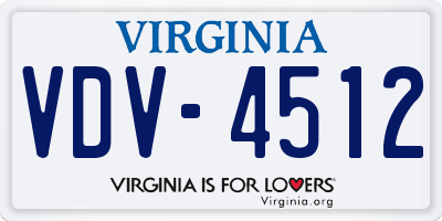 VA license plate VDV4512