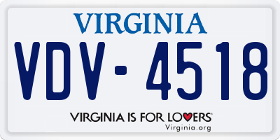 VA license plate VDV4518