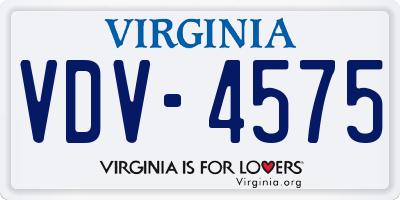 VA license plate VDV4575