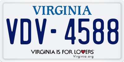 VA license plate VDV4588