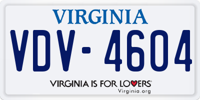 VA license plate VDV4604
