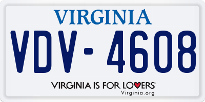 VA license plate VDV4608