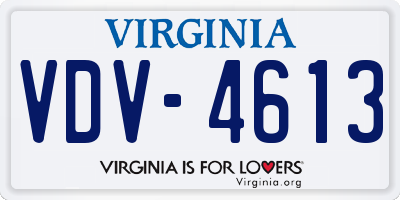 VA license plate VDV4613