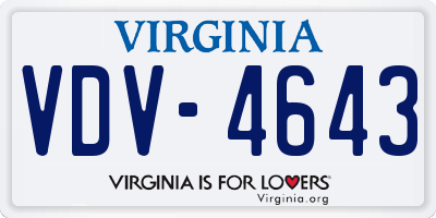 VA license plate VDV4643