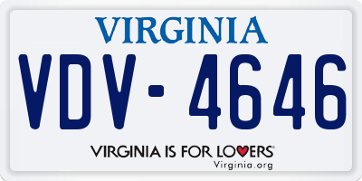 VA license plate VDV4646