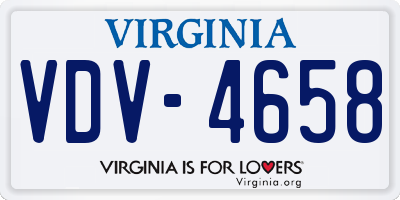VA license plate VDV4658
