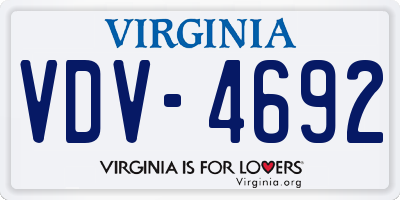VA license plate VDV4692