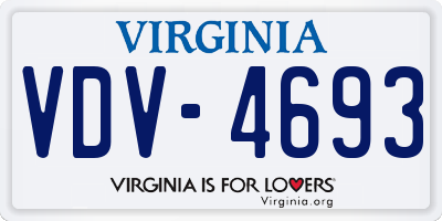 VA license plate VDV4693