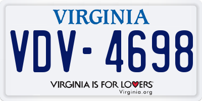 VA license plate VDV4698
