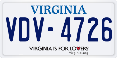 VA license plate VDV4726