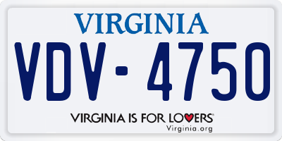 VA license plate VDV4750