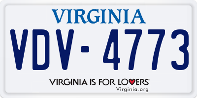 VA license plate VDV4773