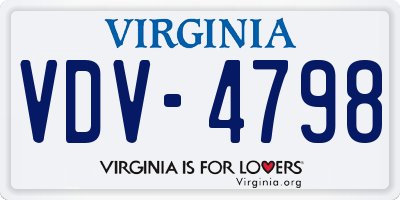 VA license plate VDV4798
