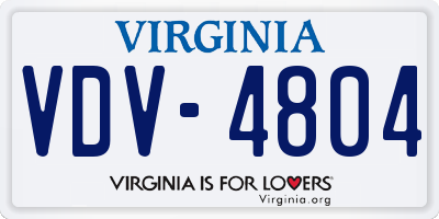 VA license plate VDV4804