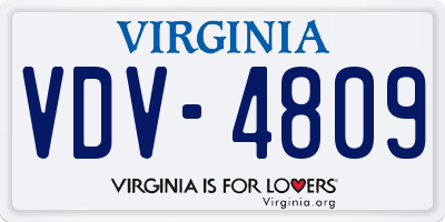 VA license plate VDV4809