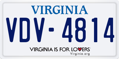VA license plate VDV4814