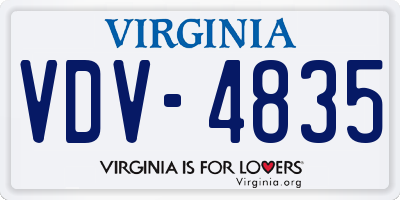 VA license plate VDV4835