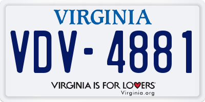 VA license plate VDV4881