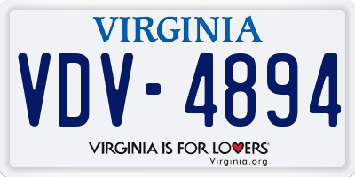 VA license plate VDV4894