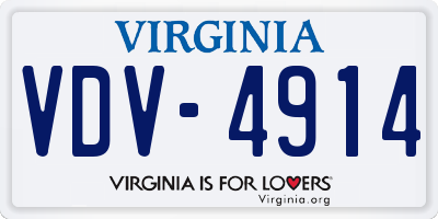 VA license plate VDV4914