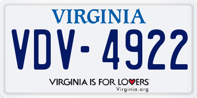 VA license plate VDV4922