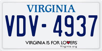 VA license plate VDV4937