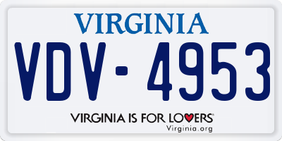 VA license plate VDV4953