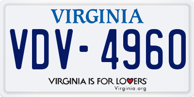 VA license plate VDV4960