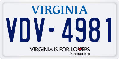 VA license plate VDV4981