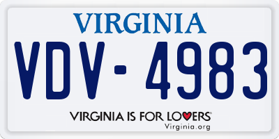 VA license plate VDV4983
