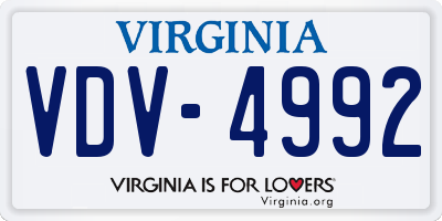 VA license plate VDV4992