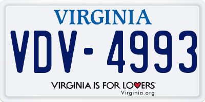VA license plate VDV4993
