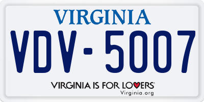 VA license plate VDV5007