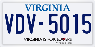VA license plate VDV5015