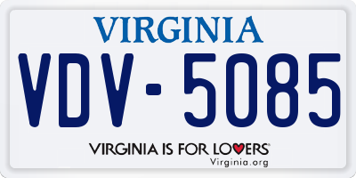 VA license plate VDV5085