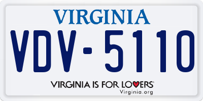 VA license plate VDV5110