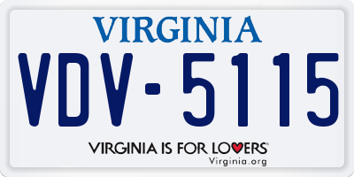 VA license plate VDV5115