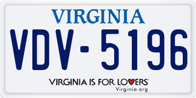 VA license plate VDV5196