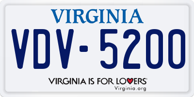 VA license plate VDV5200