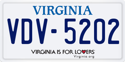 VA license plate VDV5202