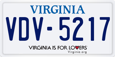 VA license plate VDV5217
