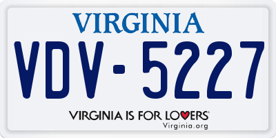 VA license plate VDV5227