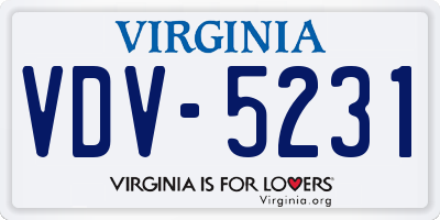 VA license plate VDV5231