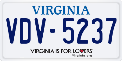 VA license plate VDV5237