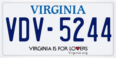 VA license plate VDV5244